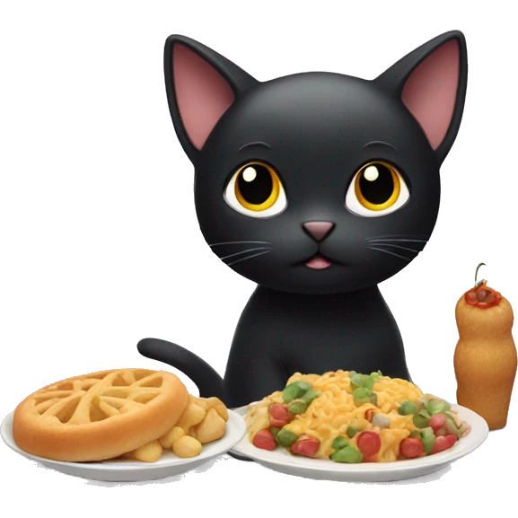 Cute black cat admiring food emoji