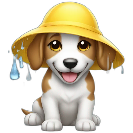 happy puppy with rain hat emoji