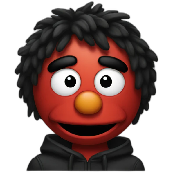 Elmo with black emo hair emoji