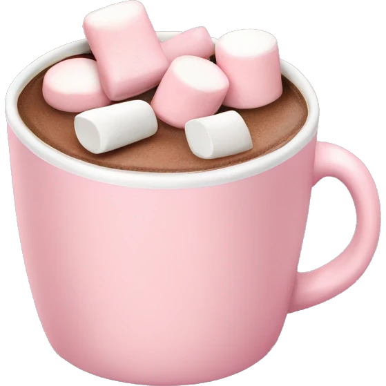 Light Pink mug of hot chocolate with marshmallows  emoji