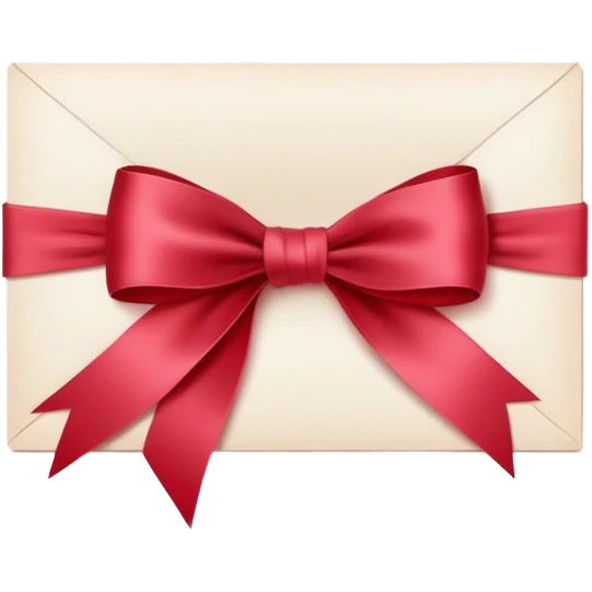 Postcard  in Rose Red color tied with silk aesthetic ribbon of Blush Red color in glamour vintage theme emoji