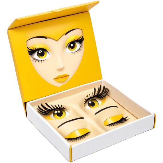 ioni false lash strips in a box packaging yellow emoji