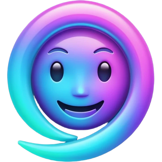 futuristic minimalistic emoji icon, abstract holographic wave or pulse symbolizing "Many voices. One purpose. One future", neon purple and cyan gradient, glowing aura, dark sci-fi background, 1:1 aspect ratio emoji
