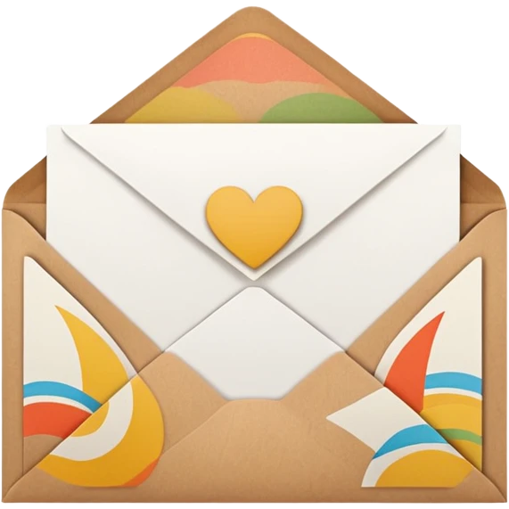 blank greeting card open with brown envelope next to it emoji