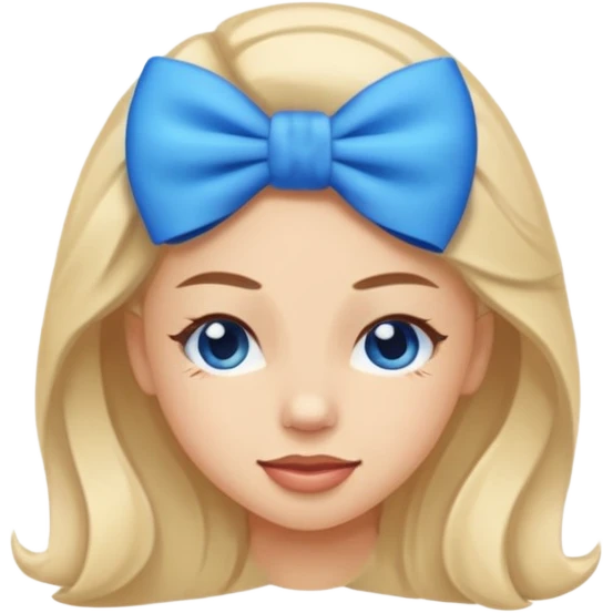 Regular emoji face with blue bow and flirty face emoji