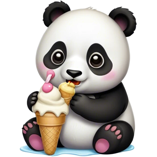 Panda eating ice cream emoji