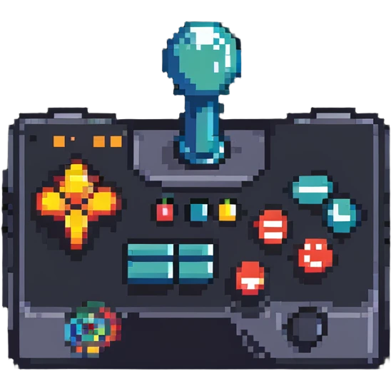 A retro pixel art arcade joystick controller emoji