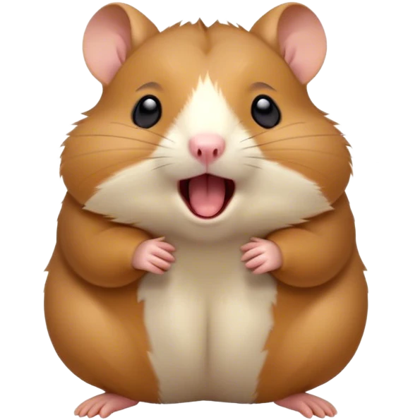 Cinematic Cute Yawning Brown Hamster Portrait Emoji, Head tilted slightly with a dramatic, wide-open yawn, showcasing a smooth, rich brown coat with tiny droopy ears, round dark eyes barely open in drowsy contentment, Simplified yet irresistibly adorable features, highly detailed, glowing with a soft, cozy glow, high shine, relaxed yet expressive, stylized with a touch of whimsy, bright and endearing, soft glowing outline, capturing the essence of a sleepy yet affectionate hamster, so drowsy it feels like it could stretch out of the screen and curl up for a nap! emoji
