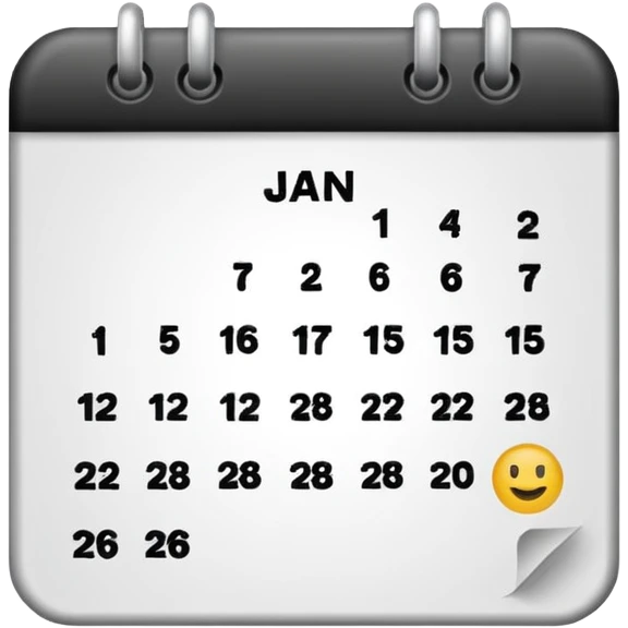 January calendar flat emojy style just writte Jan 2026. More flat style Just JAN 2026 should be on it. No need for days , shoujdbe JAn 2026 written in the middele of the icon emoji