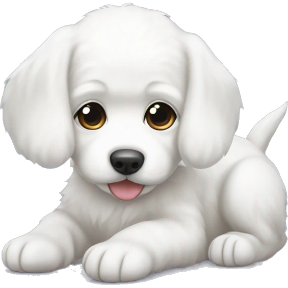 White puppy with  벚꽃 emoji