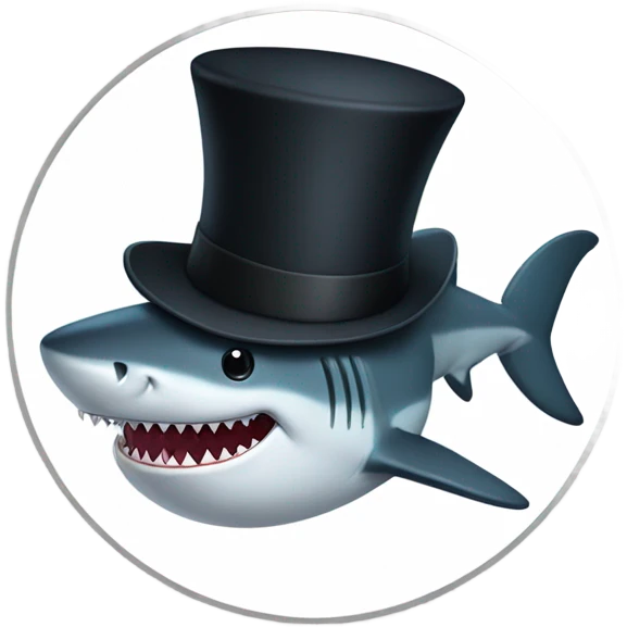Shark with a top hat emoji