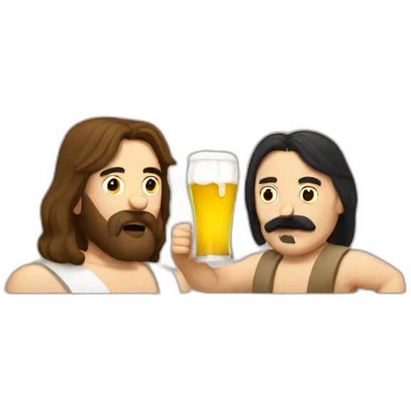 Jesus and Hitler drinking beer emoji