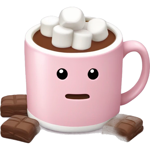 Light Pink mug of hot chocolate with marshmallows  emoji