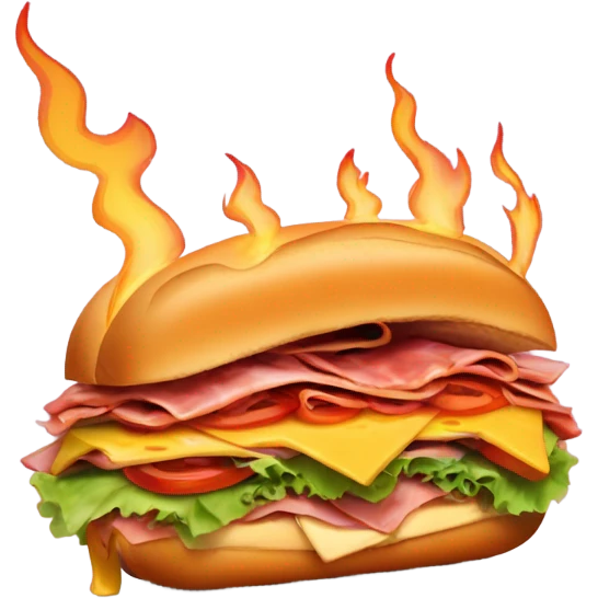 Sandwich sub in flames emoji