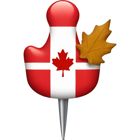 Pushpin with maple leaf from Canadian flag emoji