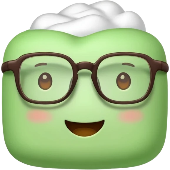 green marshmallow with glassess, just marshmallow emoji