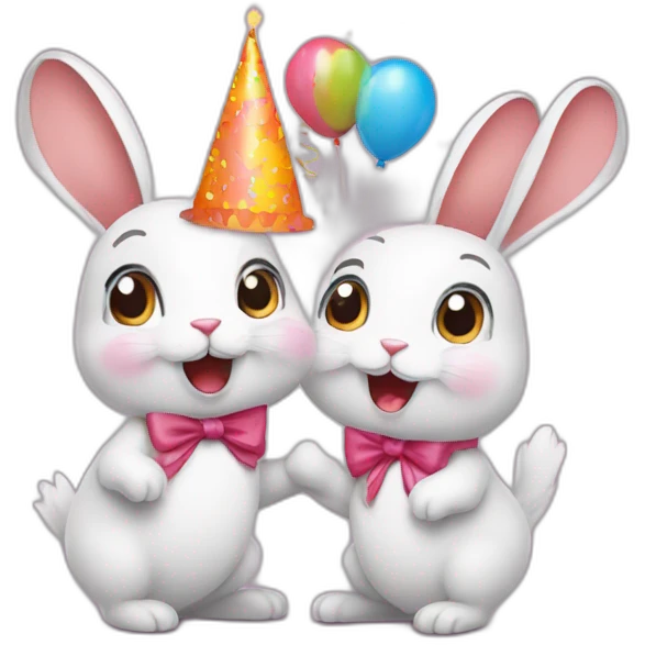 Pair of rabbits celebrating birthday emoji