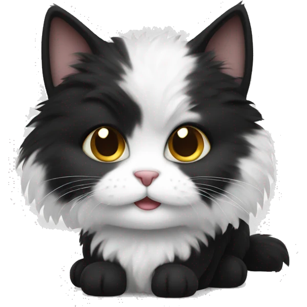 black and white fluffy cat emoji