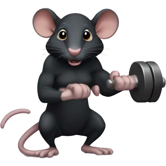Dumbbell black rat emoji