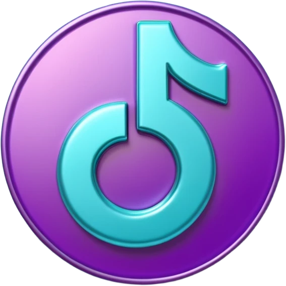 Purple and Cian Symbol of TikTok app emoji