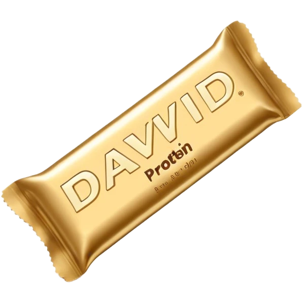 protein bar gold wrapper that says David on it  emoji