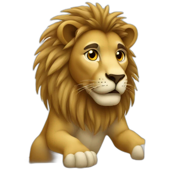 lion working on a computer emoji