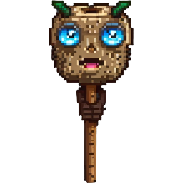 log character with big cartoon eyes holding a stick emoji