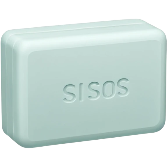 minimalist solid off-white soap block, rectangular with rounded corners, matte chalky surface, dense texture, subtle ridges or embossed logo on top, no packaging, no bubbles, soft lighting, subtle shadows, emoji scale emoji