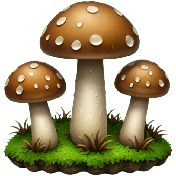 tiny brown mushrooms on moss emoji