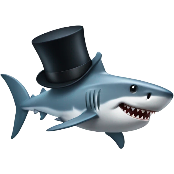 Shark with a top hat emoji