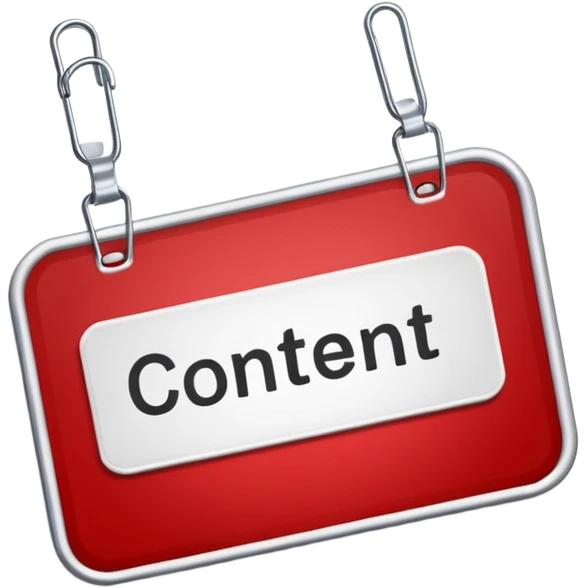 classic red and white name tag with the word 'Content' emoji