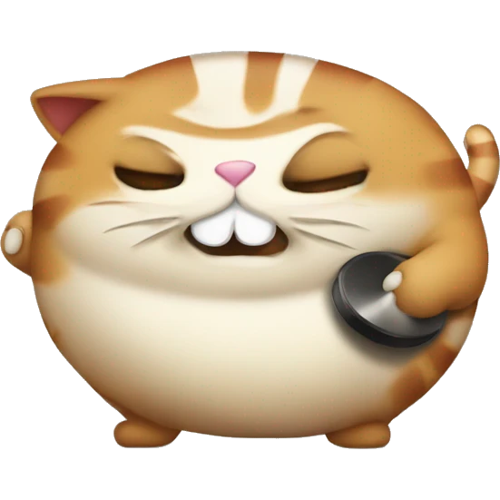 Fat cat playing with his stomach like a bongo  emoji