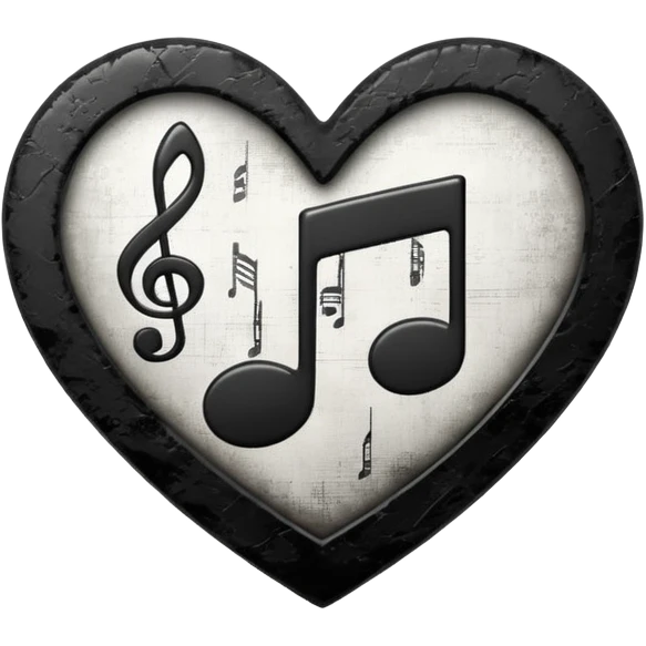 heart with a dark music note and grunge texture emoji