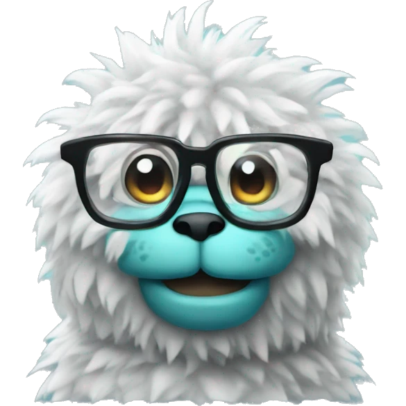cute fluffy godzilla head with glasses emoji