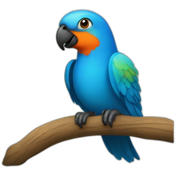 Small blue parrot with orange beak and black gunn emoji