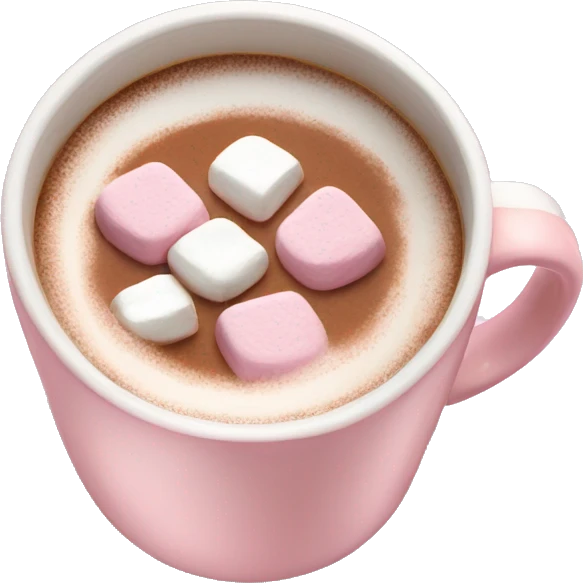 Light Pink mug of hot chocolate with marshmallows  emoji