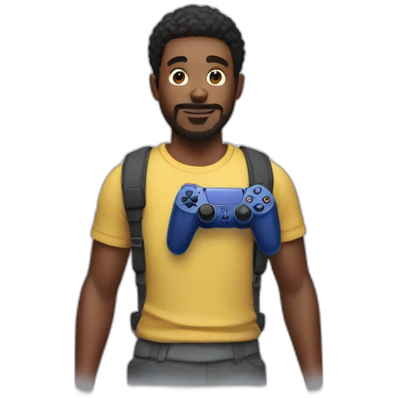 Guy playing on play station 5 emoji