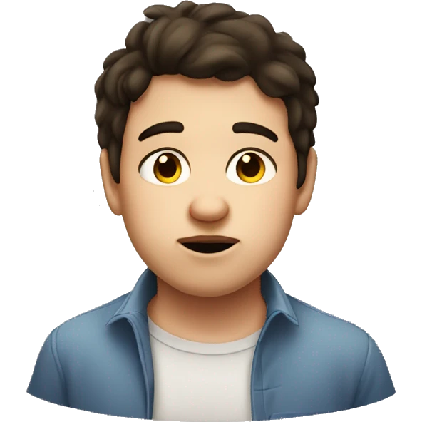 mildly fat brunette boy with wonky nose and acne emoji