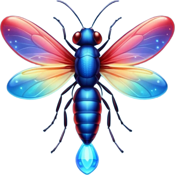 glitter red and blue firefly emoji