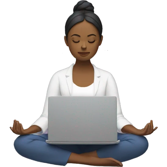Woman meditating with laptop emoji