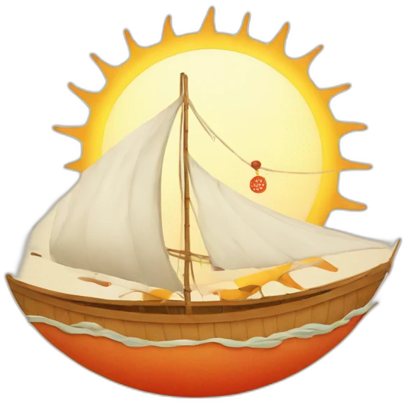 japanese sun with boat emoji