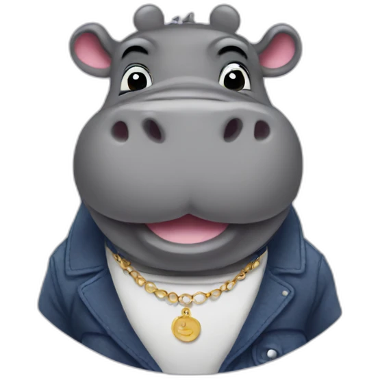 fashionable hippo emoji