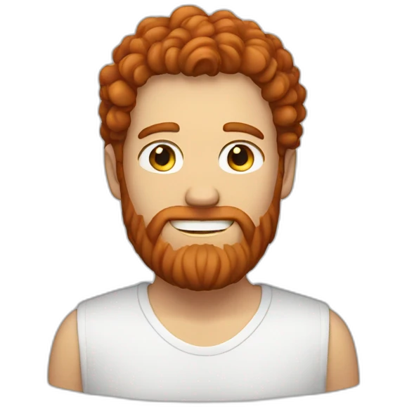 white man with beard and red curly mid-long hair emoji