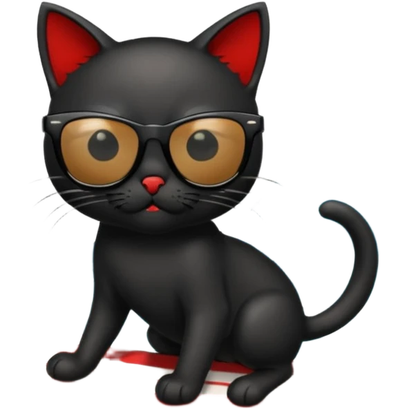 a bad kitty on the waves. make the cat look devlishish with a pair of black ray bans wayfers on. surfing  emoji