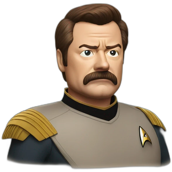 Photorealistic Ron Swanson as Captain Kirk Star Trek  emoji