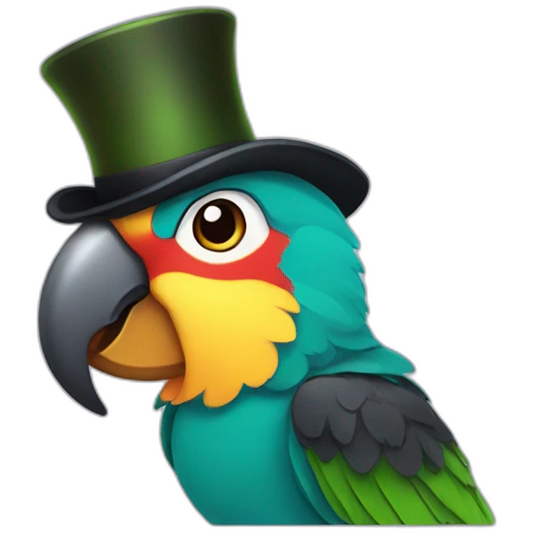 Parrot wearing top hat emoji