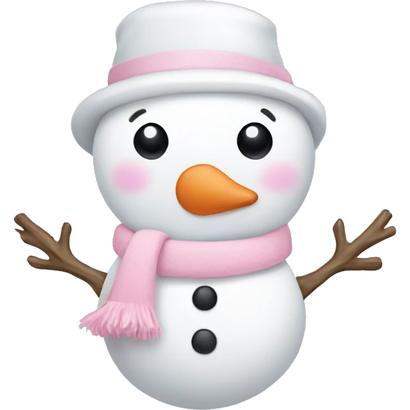 Cute white and light pink snowman emoji