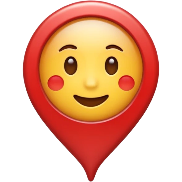 Emoji of a location pin, iPhone emoji style. Flat design, smooth gradients, rounded edges, soft shadows, clean look, white background emoji