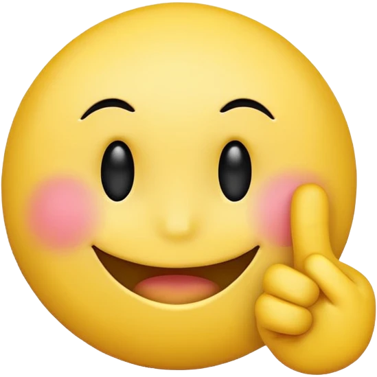 blushing smiley face emoji with a middle finger in the bottom right corner emoji