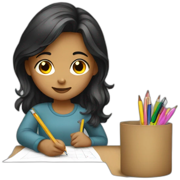 girl designing a picture emoji